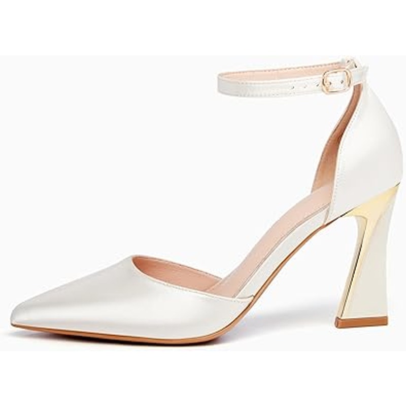Juliet Holy Womens Size 6.5 Off White Satin Pointy Toe 3.5" Heel Pumps Shoes
