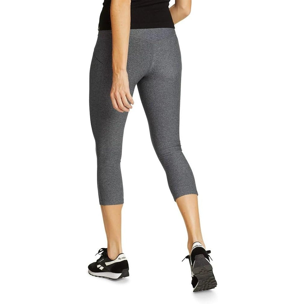 New Eddie Bauer Womens Medium Heather Gray Trail Tight High Rise Capri Pants