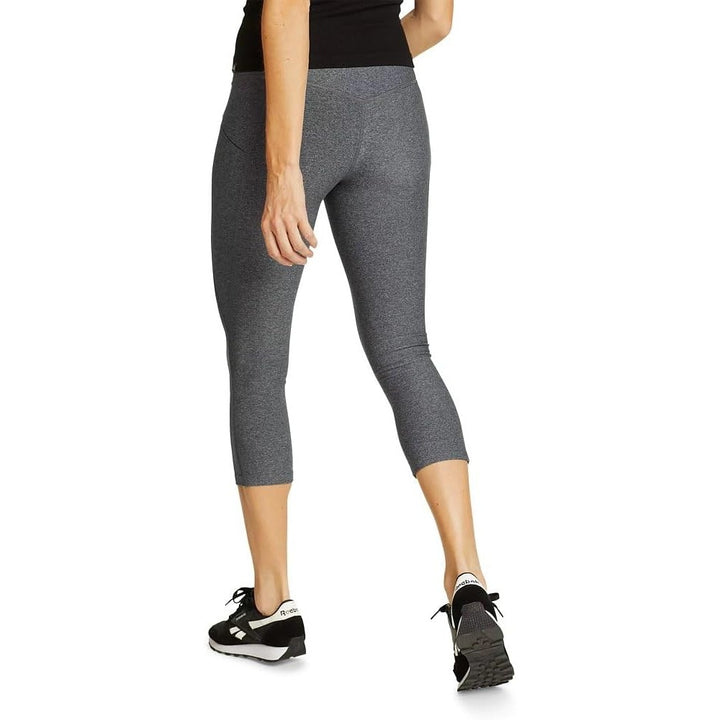 New Eddie Bauer Womens Medium Heather Gray Trail Tight High Rise Capri Pants
