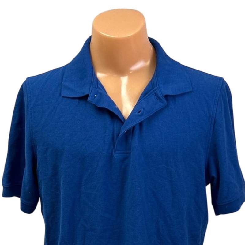 Craft &amp; Barrow Mens Large Blue PolyCotton Short Sleeve Collared Polo Shirt