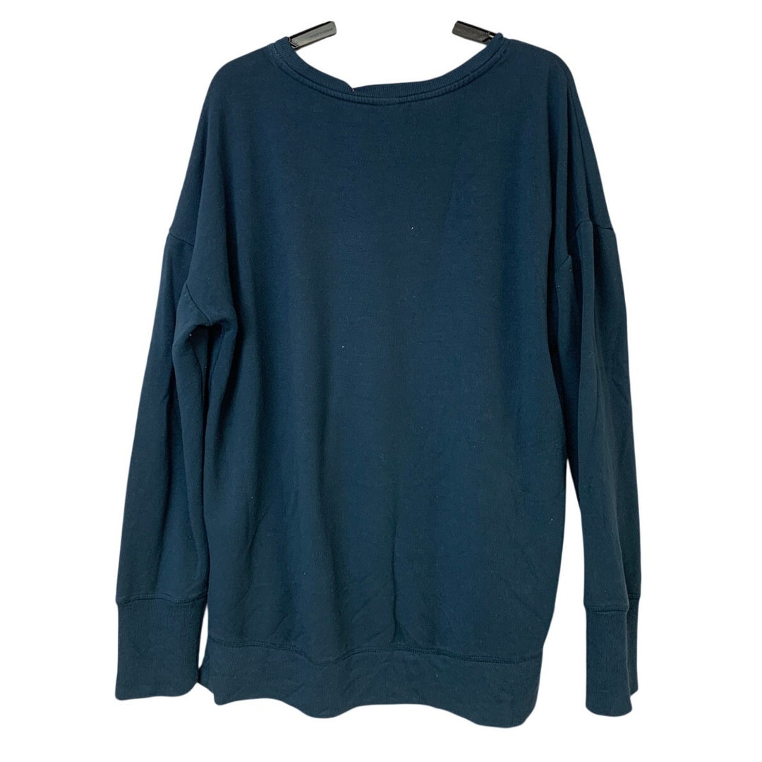 Upcycled Hand Printed Womens Large Save The Earth World Long Sleeve Sweatshirt