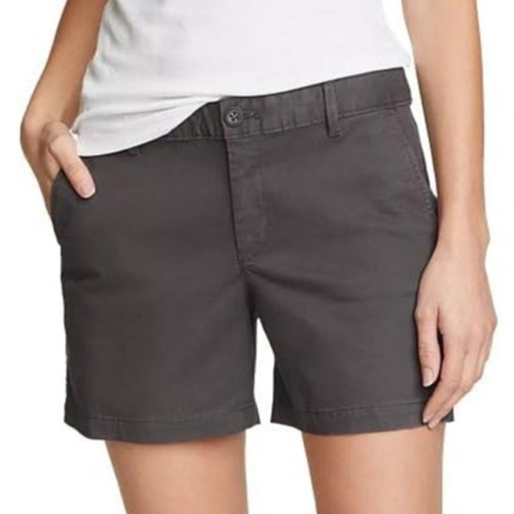 New Eddie Bauer Womens Carbon Gray Willit Stretch Legend Wash Midrise Shorts