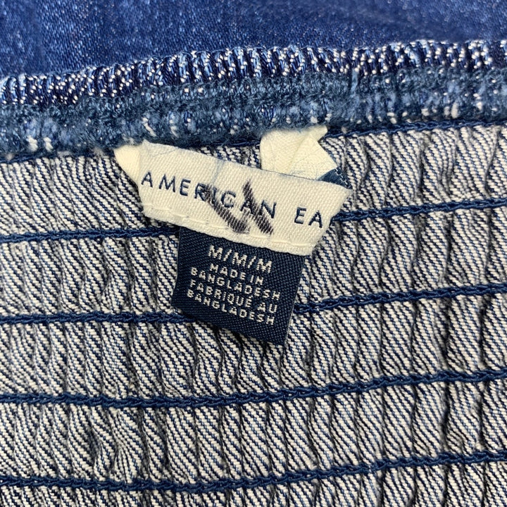 New American Eagle Womens Medium Smocked Back Sweetheart Denim Mini Dress