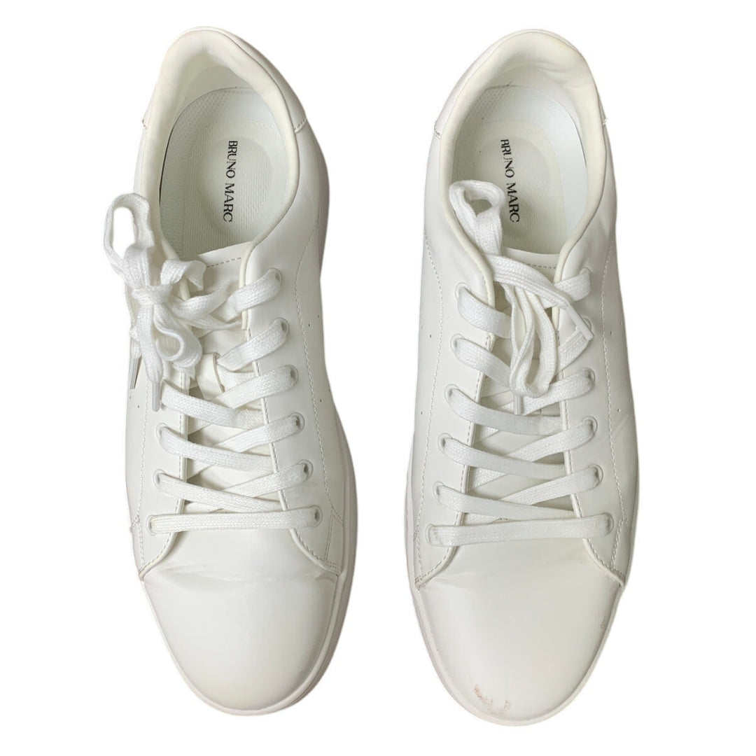 Bruno Marc Mens Size 10.5 White Faux Leather Casual Dress Sneaker Business Shoes
