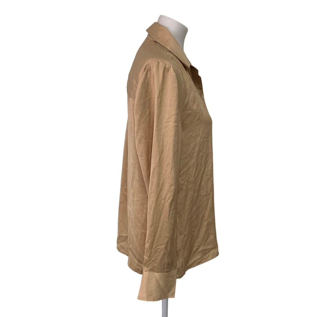 New American Eagle Womens Medium Gold Long Sleeve Collared Button Up Shirt
