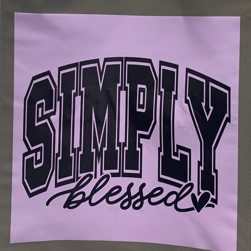 New Upcycled Hand Printed Simply Blessed Bible Shopper Tote Bag