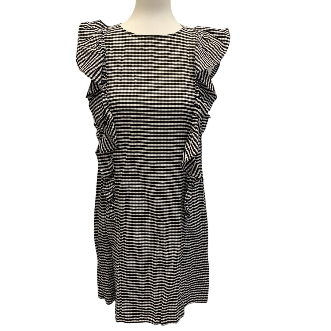 H &amp; M Womens Size 6 Lightweight Gingham Ruffled Shoulder Sleeveless Sheath Dress