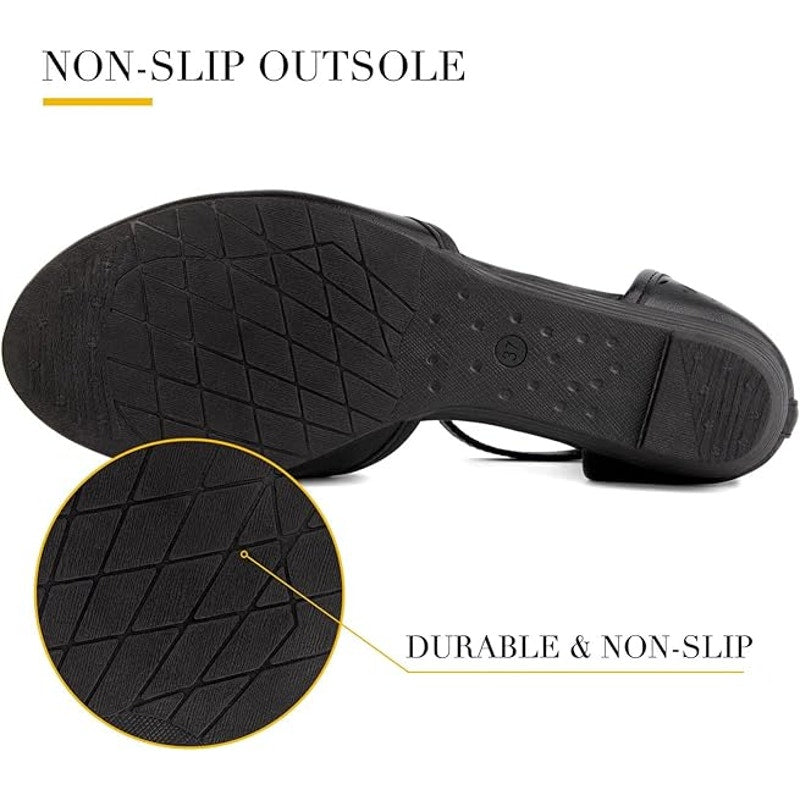 MaxMuxun Womens Size 9 Black Ankle Strap Cage Closed Toe Non Slip Flat Sandals
