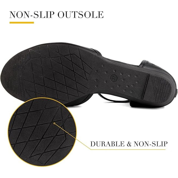 MaxMuxun Womens Size 9 Black Ankle Strap Cage Closed Toe Non Slip Flat Sandals