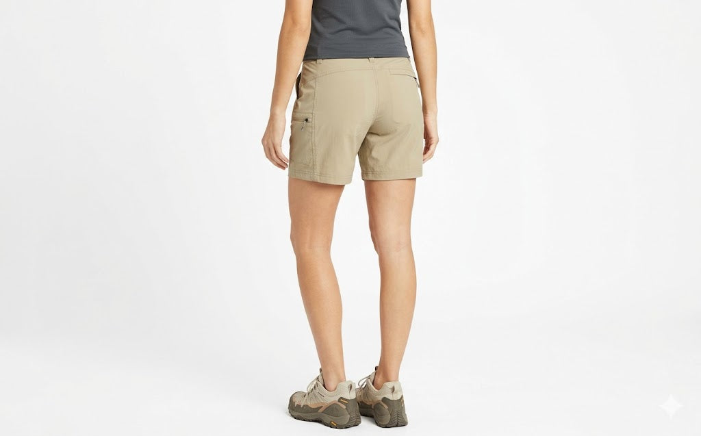 New Eddie Bauer Womens Pumice Khaki UPF 50+ Guide Mid Rise Cargo Shorts