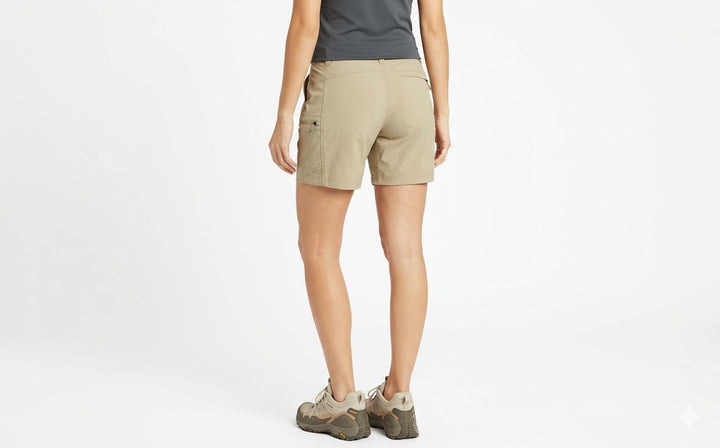 New Eddie Bauer Womens Pumice Khaki UPF 50+ Guide Mid Rise Cargo Shorts