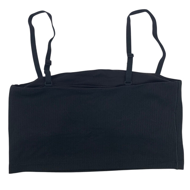 New Offline by Aerie Womens Small Black Thin Strap Ribbed Shelf Bra Athletic Top
