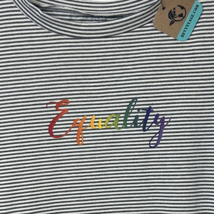 Upcycled Hand Printed Womens Large Rainbow Equality Pajama Tee Shirt Shorts