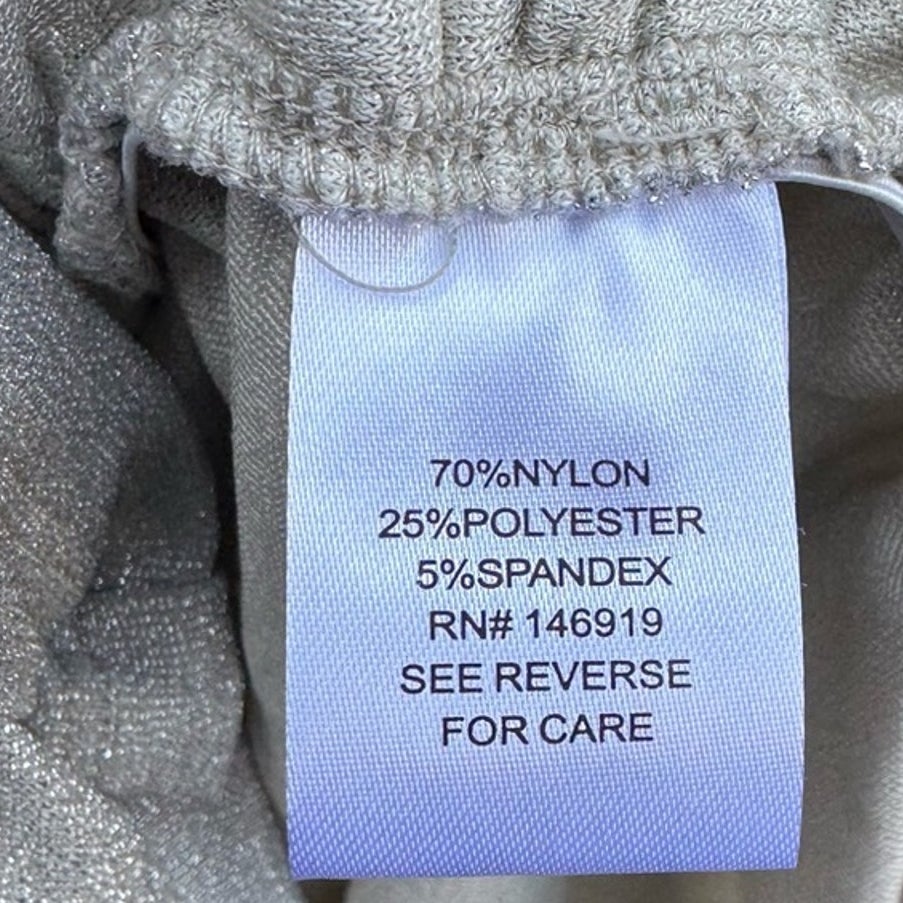 NWT New Rachel Roy Womens Medium Silver Shimmer Ruched Asymmetrical Neck Blouse