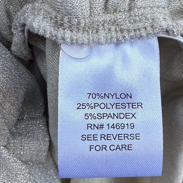 NWT New Rachel Roy Womens Medium Silver Shimmer Ruched Asymmetrical Neck Blouse
