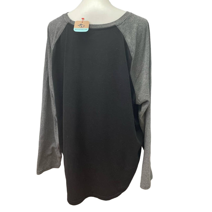 Hand Printed 3XL Upcycled Long Sleeve Giant Fall Pumpkin Cotton Blend Tee Shirt