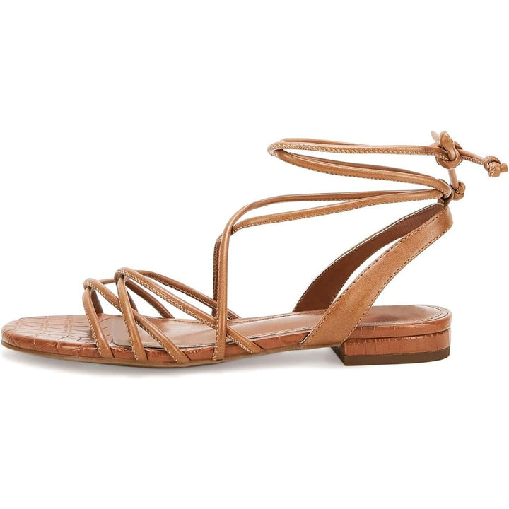 Ermonn Womens Size 10 Brown Open Toe Lace Up 1" Heel Gladiator Flat Sandal Shoes