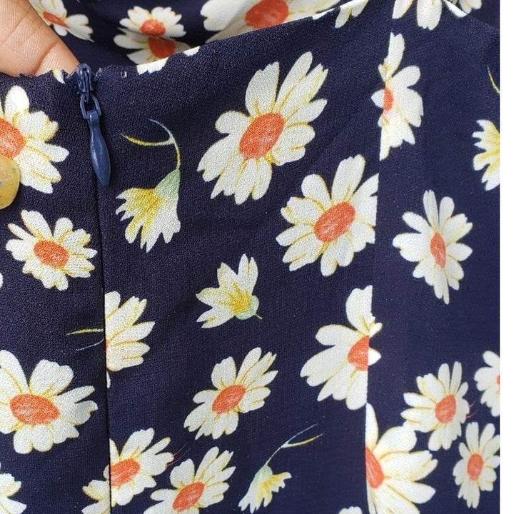 Idem Ditto Womens Large 100% Polyester Floral Thin Strap Back Zip A Line Dress