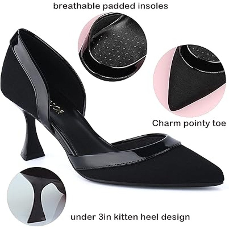 Jenn Ardor Womens Size 6.5 Black Satin Closed Toe 3" Heel Slide On Pumps Shoes