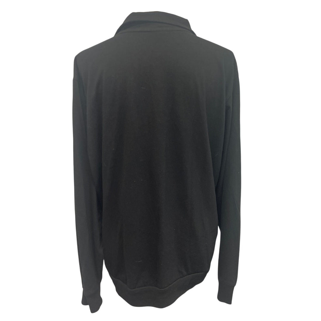 Casual Joe Mens XXL Black Gray PolyCotton Striped Long Sleeve Collar Polo Shirt