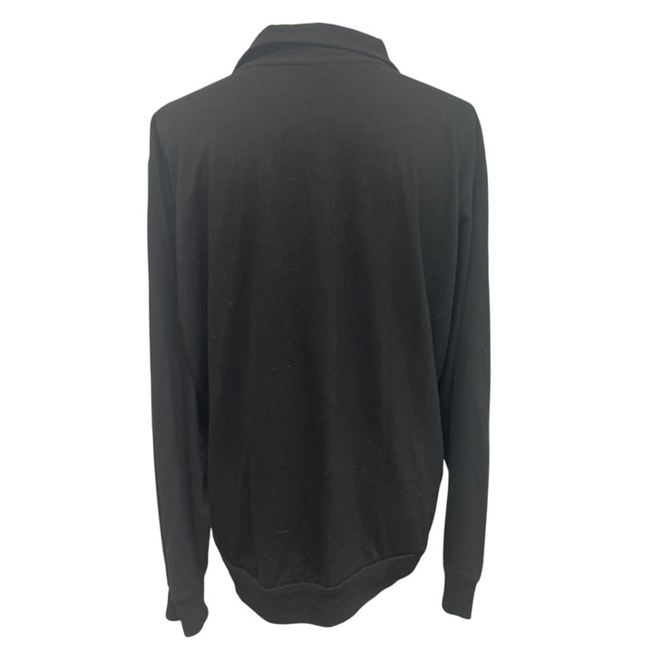 Casual Joe Mens XXL Black Gray PolyCotton Striped Long Sleeve Collar Polo Shirt