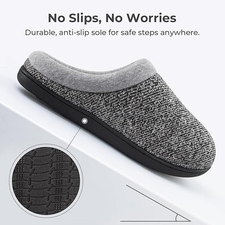 New HomeTop Womens Size 5/6 Gray Black Knit Memory Foam Comfort House Slippers