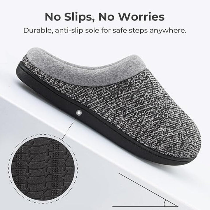 New HomeTop Womens Size 5/6 Gray Black Knit Memory Foam Comfort House Slippers