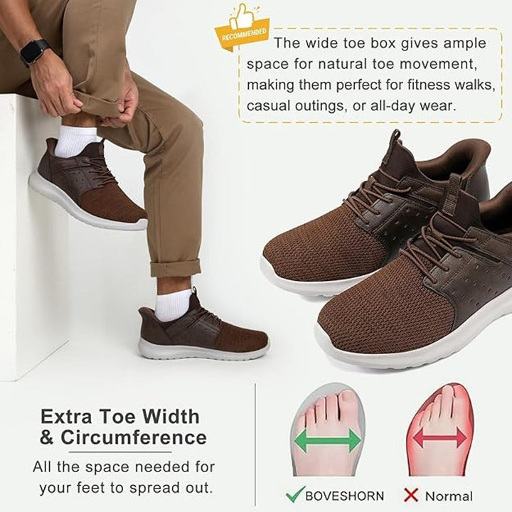 Boveshorn Mens 10.5 Brown Sneakers Arch Support Hands Free Slip On Shoes