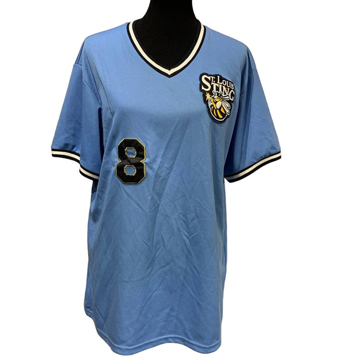 New St Louis Sting Large Number 8 Short Sleeve VNeck Baseball Jersey Shirt