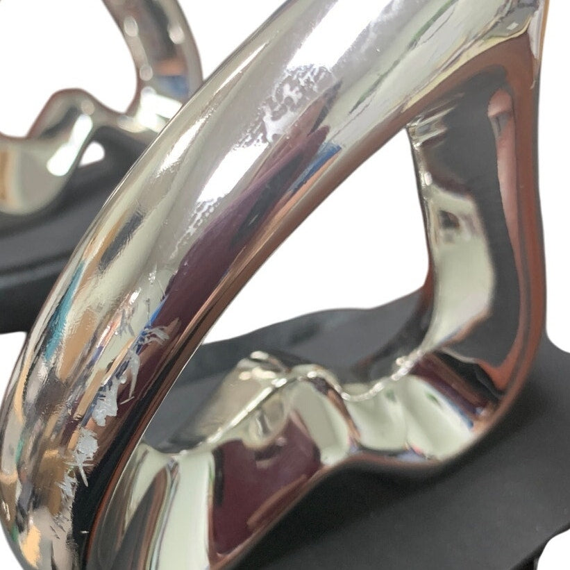 Coutgo Womens Size 8.5 Black Satin Silver Heart 3" Heel Ankle Strap Shoes