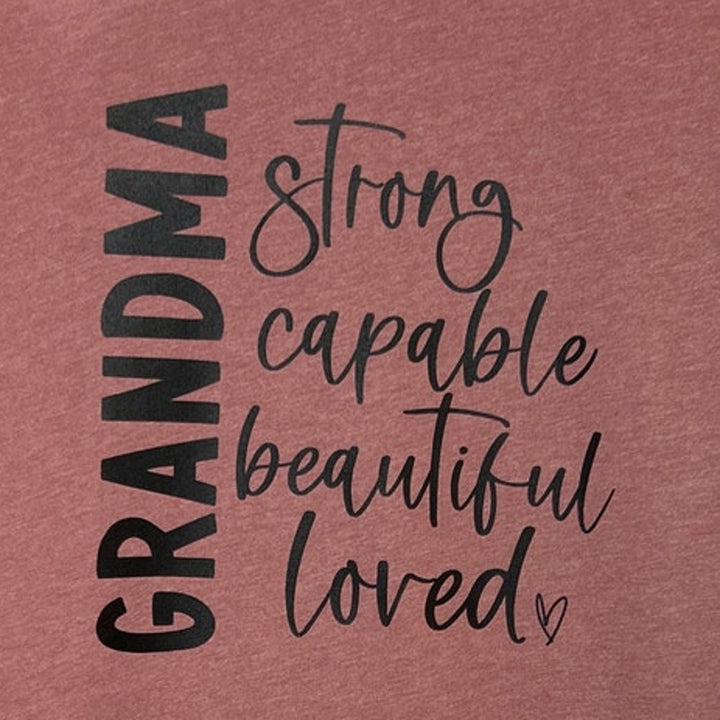 New Hand Printed Womens Small Grandma Strong Capable Loved Short Sleeve T Shirt