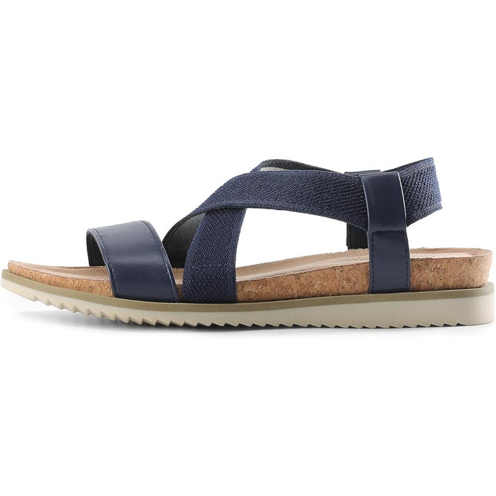 New Dream Pairs Womens 9 Navy Blue Elastic Strap Open Toe Comfort Sandal Shoes