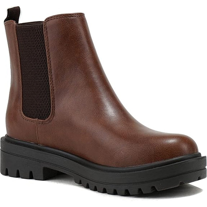 Soda Pilot Women Size 10 Brown 1.5" Heel Ankle Boots Faux Leather Shoes