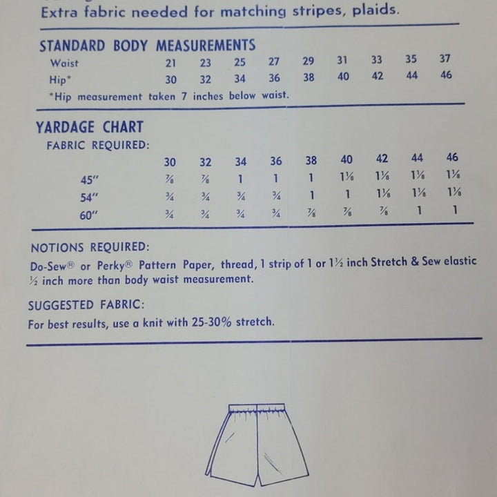 1974 Stretch &amp; Sew 650 Tennis Shorts Sewing Pattern, Complete &amp; Uncut