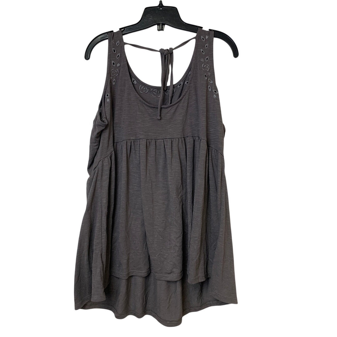 Torrid Womens Size 1 (14/16) Gray Floral Sleeveless Flowy Back Tie Tank Top