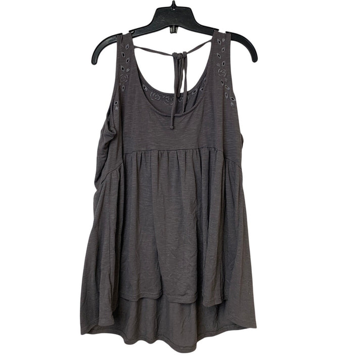 Torrid Womens Size 1 (14/16) Gray Floral Sleeveless Flowy Back Tie Tank Top