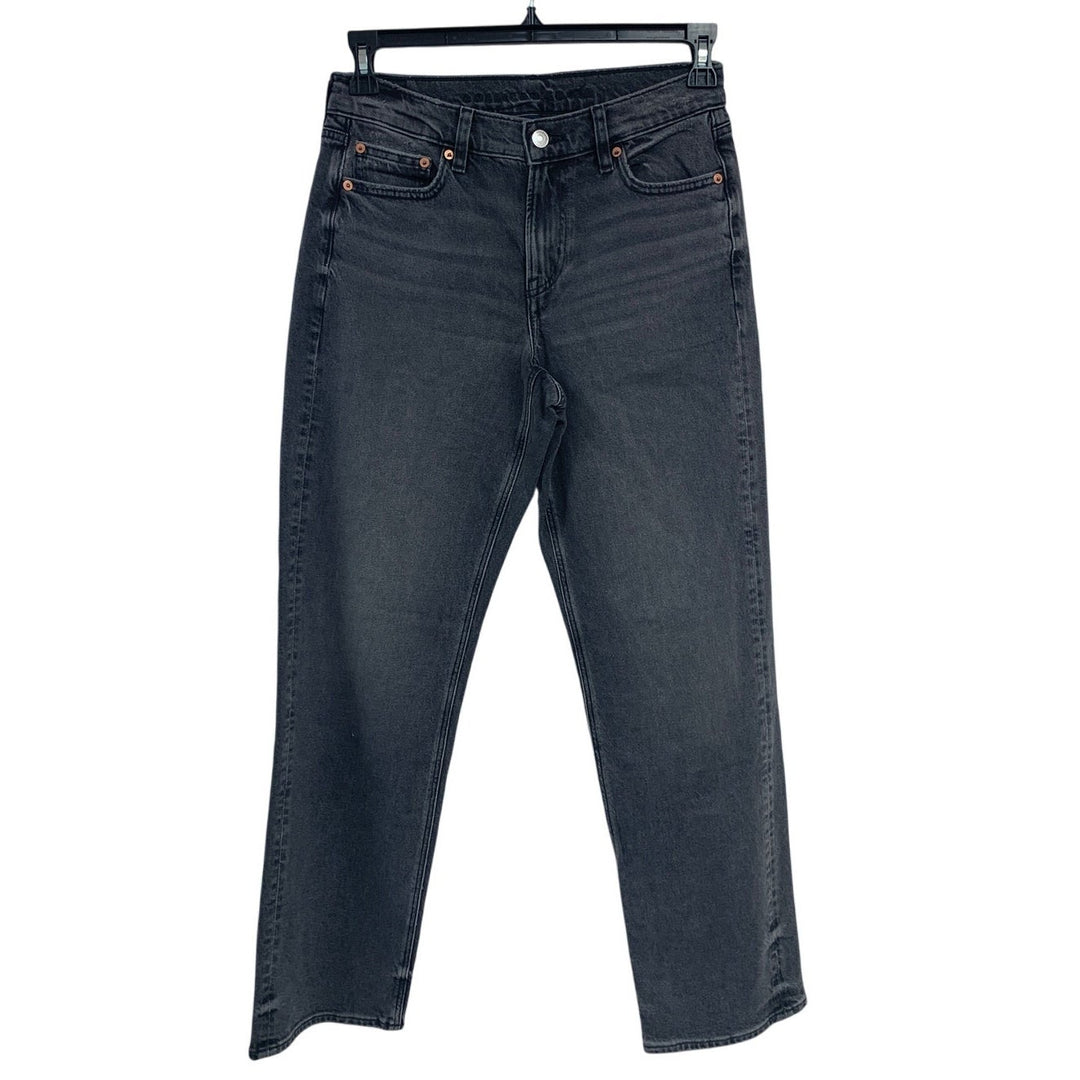 New American Eagle Womens Size 4 Gray High Rise Relaxed Straight Denim Jeans