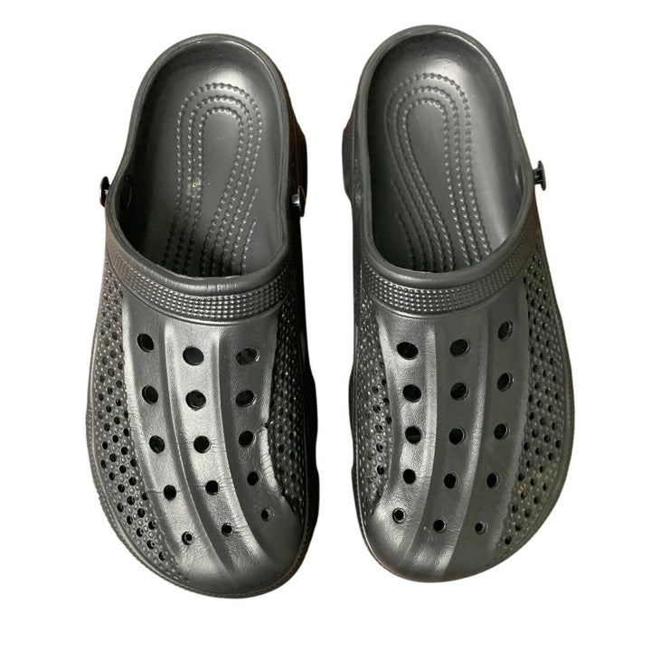 Beslip Mens 9.5 Womens 10.5 Black No Heel Strap Slip On Arch Support Clog Shoes