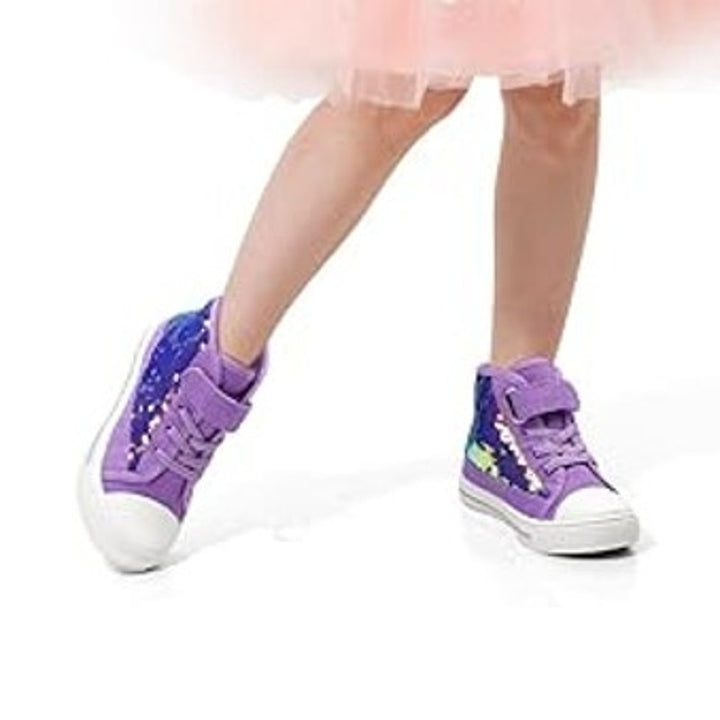 K KomForme Toddler Girls 9 Rainbow Sequin Sneaker Laced High Top Round Toe Shoes