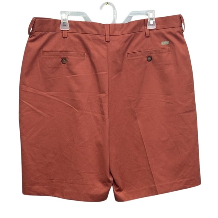 Izod Mens Size 38 100% Polyester Long Solid Coral Board Golf Shorts w Pockets