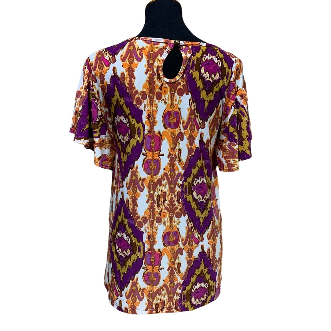 Gold Flava Womens Plus Size 18 PolyBlend Scoop Neck Ruffle Sleeve Flowy Blouse
