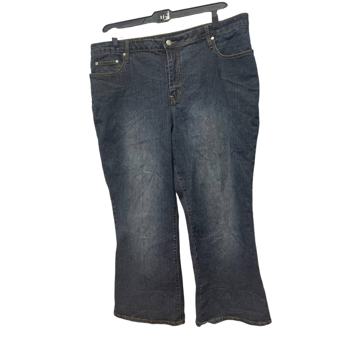 Zana-Di Womens Size 22S Short Ramie Cotton Blend Dark Wash Boot Cut Denim Jeans