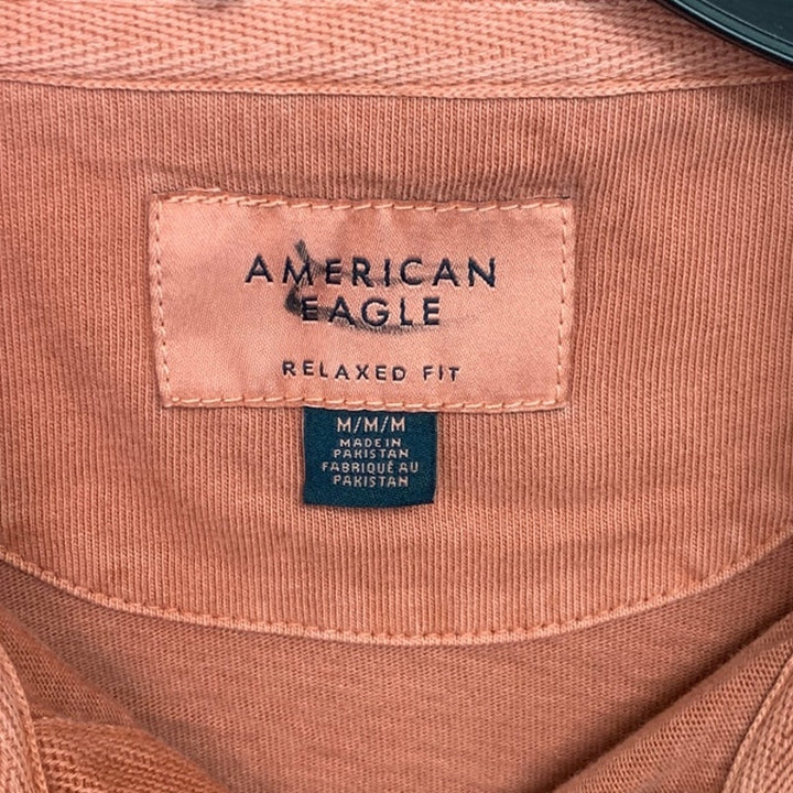 2 New American Eagle Mens Medium Relaxed Fit Collared Short Sleeve Polo Shirts