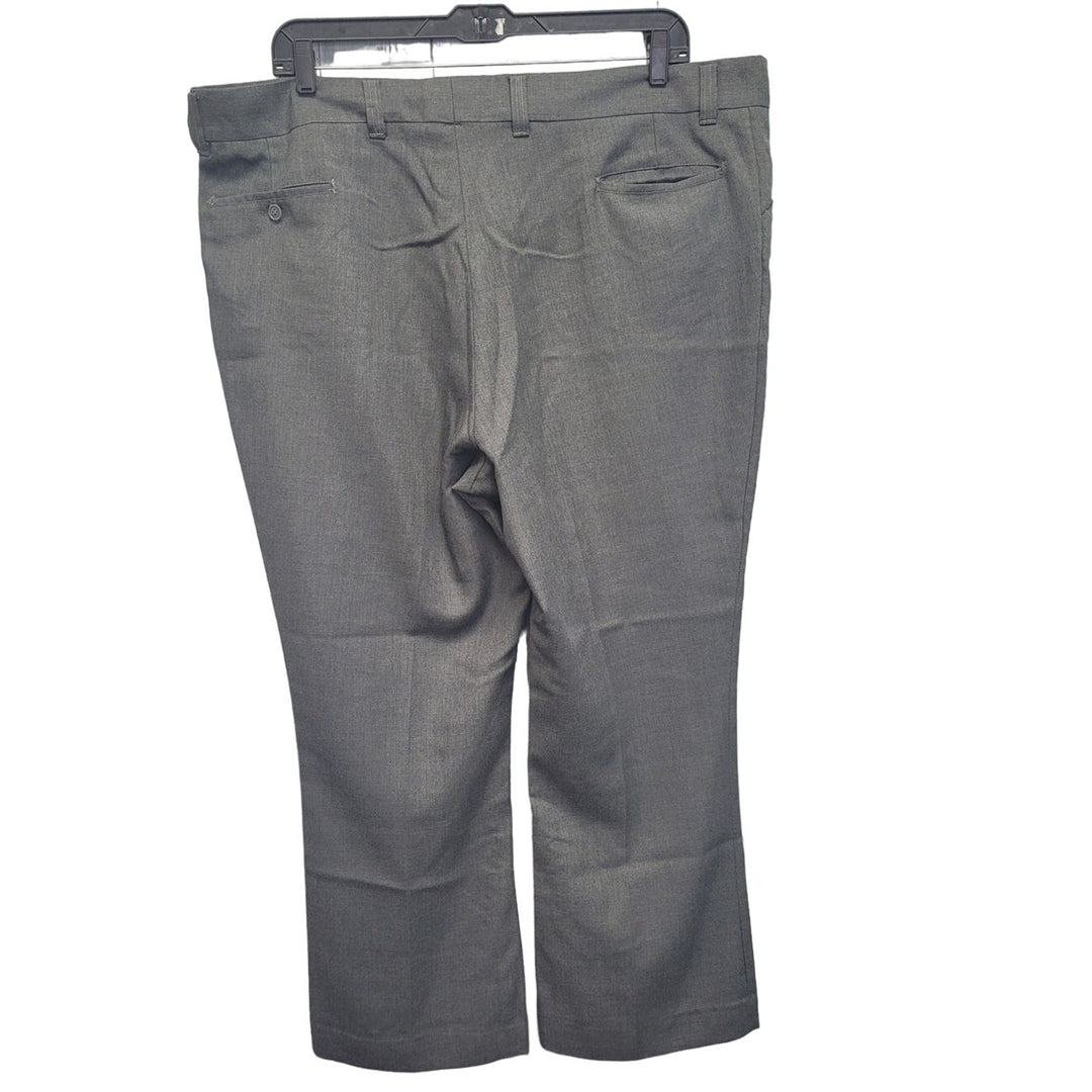 Mens 46X30 Gray Flat Front Multi Pocket Pants Hook Eye Closure Dress Pants