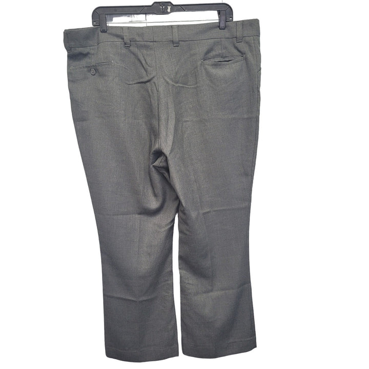 Mens 46X30 Gray Flat Front Multi Pocket Pants Hook Eye Closure Dress Pants
