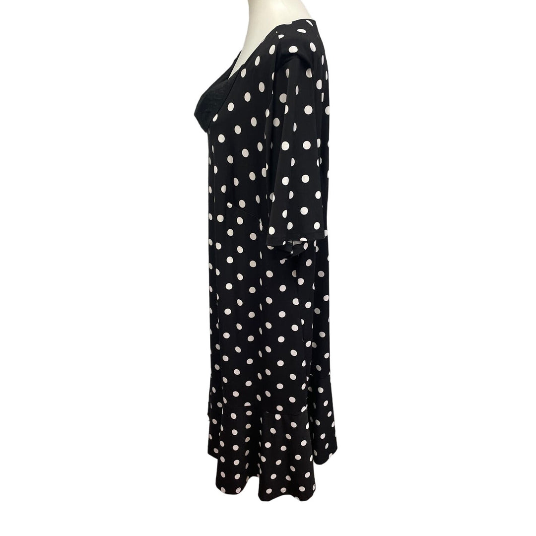 Avenue Womens Plus Size 26 Half Sleeve Black White Polka Dot Sheath Dress