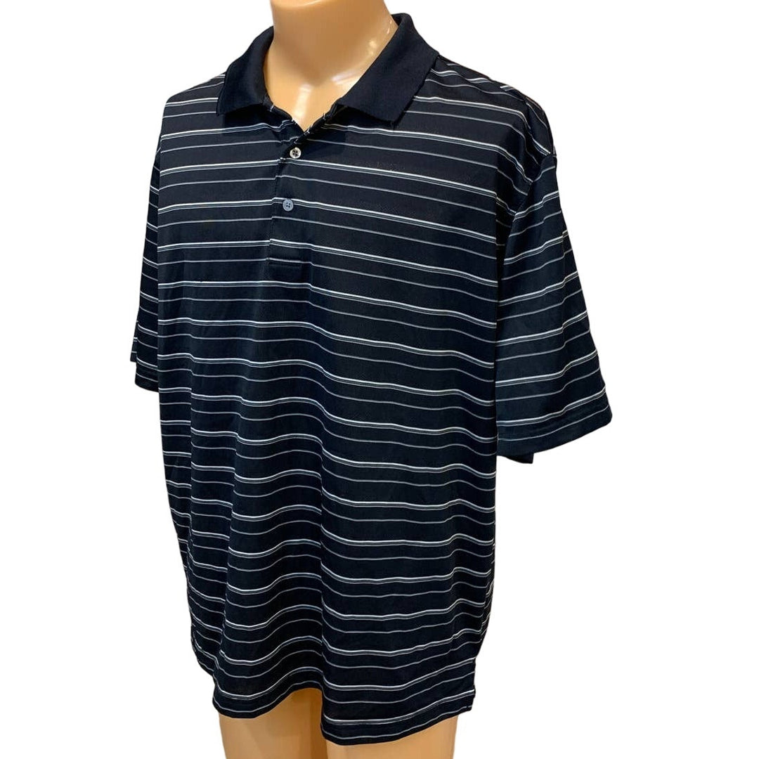 Mens PGA Tour XXL Lightweight Polyester Collared Striped Polo Golf Shirt