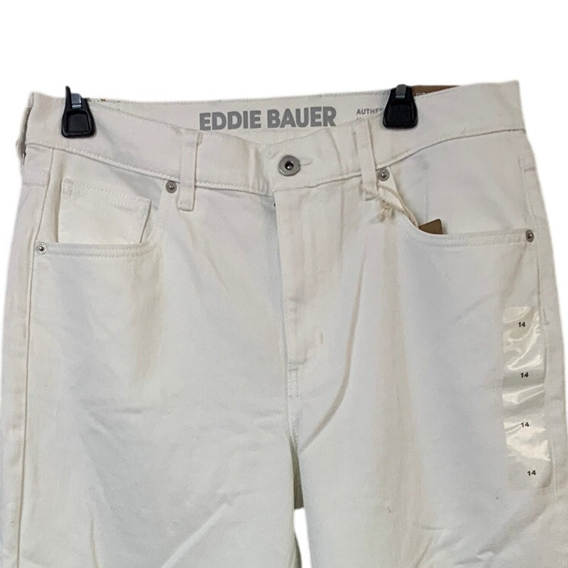New Eddie Bauer Womens 14 White Authentic Voyager Everyday Crop High Rise Jeans