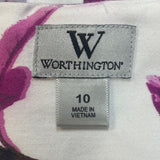 Worthington Womens Size 10 Floral Cotton Blend Unlined Long Pencil Skirt