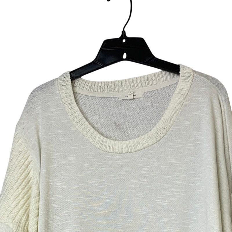 Maurices Womens Size 2 White Cotton Knit Long Sleeve Crew Neck Sweater